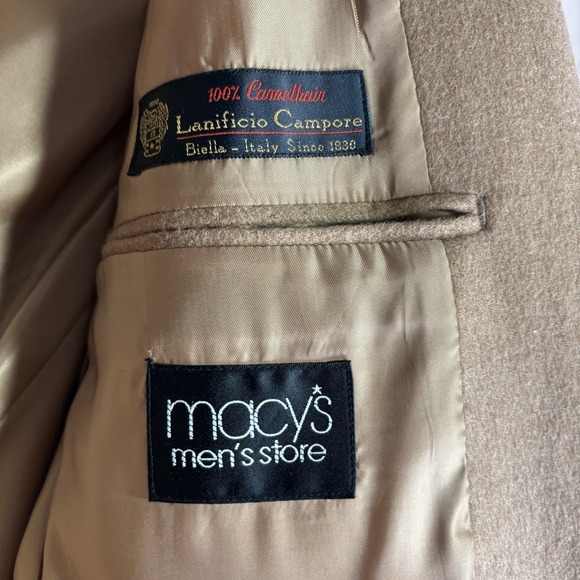 Tasso Elba Mens Camelhair Blazer 40R Fine Menswear Tan Wool Blend - Picture 5 of 8